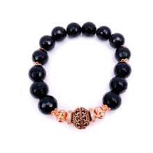 Load image into Gallery viewer, Black agate &amp; rose gold.
